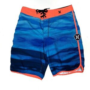 Hurley Boys Board Shorts Blue Orange Size 12